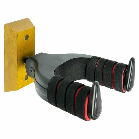 5 CORE 5 Core Guitar Wall Mount Hanger Auto Locking - Adjustable Wall Hook w Hard Wood Base Soft Padding GH ABS R 1PC